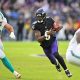 Baltimore Ravensin pelinrakentaja Lamar Jackson.